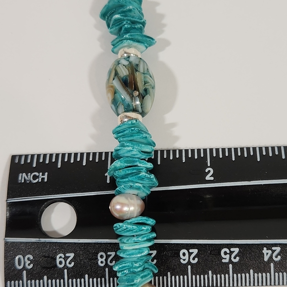 "Ocean Dreams" Bracelet With Sterling, Turquoise Shells, Freshwater Pearls & MOP - Picture 11 of 12
